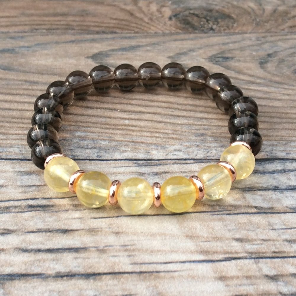 Citrine bracelet with Smoky Quartz, crystal healing